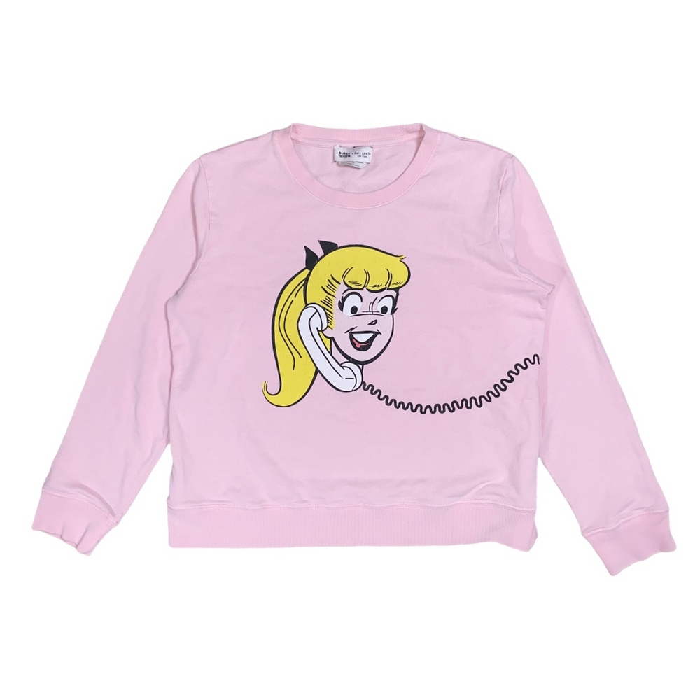 kate spade Pink Graphic Sweatshirt with Yellow Cartoon Phone Motif